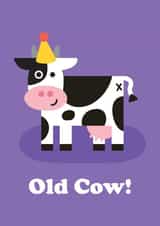 Funny Birthday Card - Old Cow - Cheeky Cartoon created by Studio Boketto