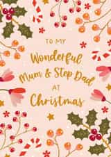 Classic Christmas Card - For Mum & Step Dad - Holly created by The Pattern Press