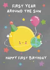 Cute Christmas Card - 1st Birthday - Planets - Sun created by Pri M