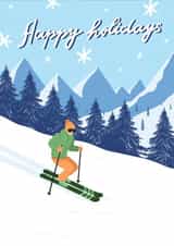 Fun Christmas Card - Happy Holidays - Skiing created by @tikkled.pink