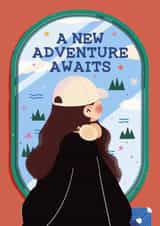 Cute Leaving Card - For Her - A New Adventure Awaits -Travelling created by Zove Ahh