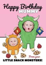 Personalised Birthday Photo Card created by @Cupsie's Creations - Funny Birthday Card - For Mum - Snack Monsters
