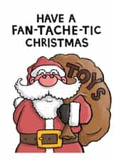 Punny Christmas Card - Santa Claus - Tache Pun created by Carl Batterbee