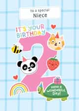 Cute 2nd Birthday Card - Stickers - For Niece created by Macie Dot Doodles