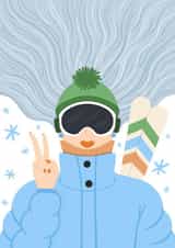 Cute Christmas Card - Skiing - Peace Sign created by @tikkled.pink