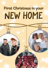 Personalised Christmas Photo Card created by Bev O'Connor || @oconnordesign - Cute Christmas Card - First Christmas In Your New Home - Baubles