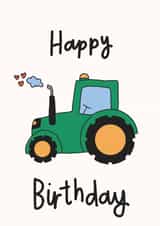 Cute Birthday Card - Tractor - Illustration created by Doodled By Anya