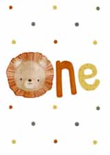 Cute 1st Birthday Card - Lion - Polka Dots created by Noah and Bear