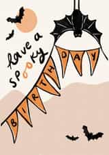 Spooky Birthday Card - Halloween - Bats - October Birthday created by Lauren Barclay