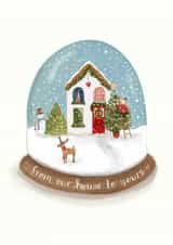 Classic Christmas Card - From Our House To Yours - Snow Globe created by Love Lucy Illustration