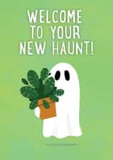 Cute New Home Card - Ghost - Welcome To Your New Haunt created by Paddy Lerwill