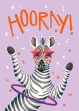 Cute Birthday/Congratulations Card - Zebra - Hooray! created by Aniet Illustration