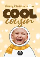Cute Christmas Photo Card - For Cousin - Cool Snowman created by Bev O'Connor || @oconnordesign