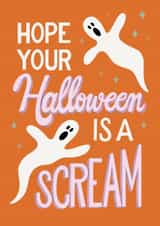 Cute Halloween Card - Hope Your Halloween Is A Scream - Ghost created by Angelicabydesign