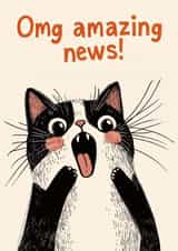 Cute Congratulations Card - Cat - Omg Amazing News! created by Koro Cinco