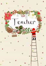 Classic Christmas Card - For Teacher - Santa created by Love Lucy Illustration