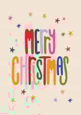 Fun Christmas Card - Colourful Typography - Stars created by Raspberry Blossom