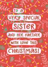 Cute Christmas Card - Sister And Partner - Modern Christmas Card For Sister created by @hollielonglanddesigns
