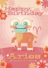 Cute Birthday Card - Star Sign - Aries - Frog created by Ellie MH Designs