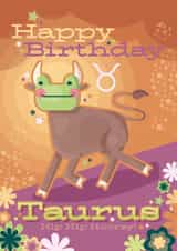 Cute Birthday Card - Star Sign - Taurus - Frog created by Ellie MH Designs