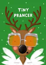 Funny Christmas Card - Tiny Prancer - Tiny Dancer - Pun created by Nicola Watson