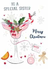 Classic Christmas Card - For Special Sister - Cocktail created by Katie Phythian Design