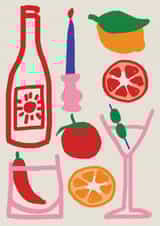 Arty Birthday Card - Wine - Summer - Cocktails created by Hello August Studio