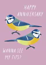 Funny Anniversary Card - Blue Tits created by Sweetlove Press