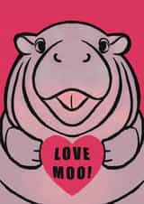 Cute Anniversary Card for Wife, Girlfriend, Friend - Moo Deng - Hippo - Love You created by Chindian Artist
