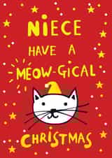 Cute Christmas Card - For Niece - Cat created by Earlybird