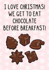 Funny Christmas Card - Chocolate For Breakfast created by OhJaye