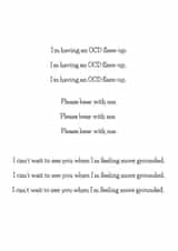 Mental Health Card - OCD - Typography created by Mind Over Letter