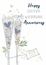 Classic Anniversary Card - Silver Wedding - Glasses created by Katie Phythian Design