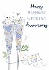 Classic 60th Anniversary Card - Diamond Anniversary - Glasses created by Katie Phythian Design
