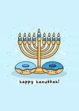 Cute Hanukkah Card - Menorah - Donuts created by Rosalie Perl