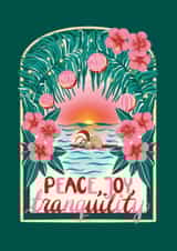 Cute Christmas Card - Sleeping Sloth - Peace, Joy, Tranquility created by Eve Howe Designs