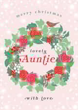 Pretty Christmas Card - Lovely Auntie - Floral Wreath created by Michelle Fiedler Design