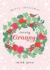 Pretty Christmas Card - Lovely Granny - Floral Wreath created by Michelle Fiedler Design