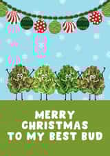 Funny Christmas Card - For Friend - Best Bud - Weed created by Pink Peach Cards