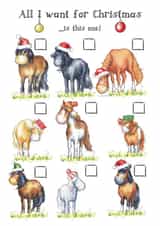 Cute Christmas Card - All I Want For Christmas Is This One - Ponies created by Kate Garrett