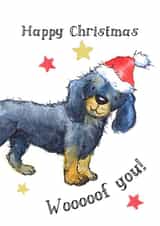 Cute Christmas Card - Dachshund Dog - Woof created by Kate Garrett