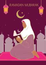 Pretty Ramadan Card - Ramadan Mubarak - Praying Woman created by Anoela Cards