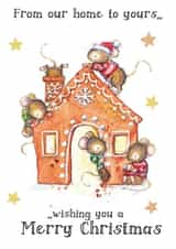 Cute Birthday Card - Our Home To Yours - Mice - Gingerbread created by Kate Garrett