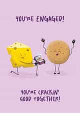 Cute Engagement Card - Cheese and Cracker Pun - You're Cracking Good Together! created by Easel & Bear