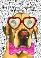 Cute Birthday Card - Labrador - Heart Shaped Glasses created by Dotts Yard
