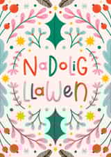 Pretty Christmas Card - Nadolig Llawen - Welsh - Festive Florals created by Joanne Hawker