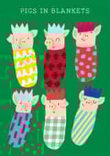 Cute Christmas Card - Pigs In Blankets - Wrapping Paper created by Holly Fox