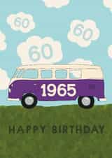 Classic 60th Birthday Card - Campervan - 1965 created by Giddy Kipper