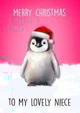 Cute Christmas Card - To A Lovely Niece - Penguin created by Poppy & Mabel