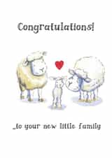 Cute New Baby Card - Sheep Family created by Kate Garrett